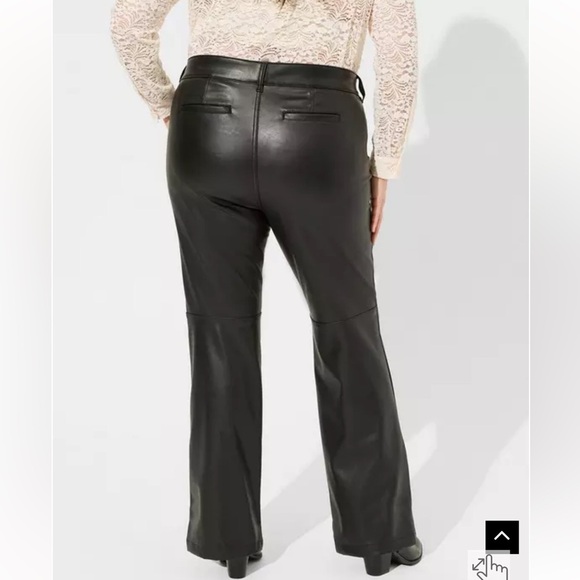 Torrid Pintuck Trouser Boot Faux Leather High Rise Pant 22 black - Picture 3 of 11